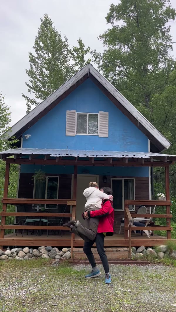 B-roll shot: cabin, wide